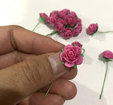 Handmade 100 pcs mini Rose mixed Pink color Mulberry Paper Flower 15-18 mm scrapbooking wedding doll house supplies card, Small Roses.