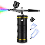 Quevina Cordless Airbrush Kit 25PSI Handheld Makeup Airbrush Painting Kit with Compressor Spray Aerografo para Reposteria for Barber Hairline Tattoo Nails Art Drawing Cake Decoration Model Coloring