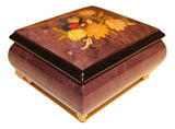 Purple Italian inlaid musical jewelry box with original butterfly design and customizable tune