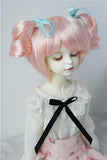 Wig Only Jusuns JD443 7-8inch 18-20CM Double Rolled Ponytail BJD Doll Wig 1/4 MSD Peach Pink Synthetic Mohair Doll Hair