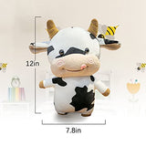 Qnnimal DIY Cow Stuffed Animal-Super Cute Stuffed Cow Plush with White Love Costume-Soft Plush Toy and Comfortable for Birthday 12 Inches