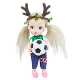 EVA BJD 1/8 Mini BJD Doll Cute 15cm 5.9" Sport Jointed Dolls ABS + Clothes + Accessories Toy Gift (Football Girl)