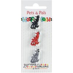 Buttons Galore PP124 Pets & Pals Buttons (3 Pack), Tabby, Multicolor