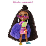 Barbie Extra Minis Doll #1 - Sprinkle-Printed Dress & Furry Coat