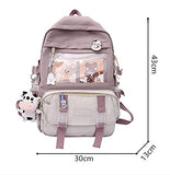 JELLYEA Kawaii School Backpack with Cute Milk Cow Accessories Kawaii Pins for Girls Teen (Black) One Size