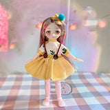 Anime Style BJD Doll 1/7 SD Dolls 9 Inch 18 Ball Jointed Doll DIY Toys with Clothes Outfit Shoes Non-Adjustable Hair Makeup,Best Gift for Girls Kids Children -Lin