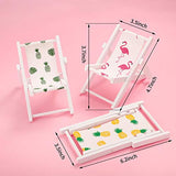 Jetec Mini Beach Wooden Chair Foldable House Model Toys Cell Phone Holder Longue Deck Chair Decoration for Dollhouse Mini Furniture Accessories Indoor Outdoor Flamingo Pineapple Palm Leaf Rudder