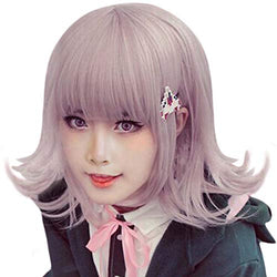 JoneTing Purple Wig Cosplay for Girls Short Bob Wigs Wavy Synthetic Hair Wigs for Game Cosplay Costume