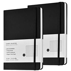 Zealor 2 Pack Notebooks Journals Hardcover Spiral Notebook College Ruled Lined Paper Notebooks Subject Notebook A5 Size 5.5"x 8.3" for Office and School Supplies (Black)