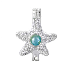 10pcs Starfish Pearl Cage Bright Silver Beads Cage Locket Pendant Jewelry Making Supplies-for