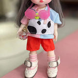 SISON BENNE 1/8 BJD Doll 16cm 6.3inch Jointed Body Girls Xmas Gift + Face Makeup + Eyes + Wigs + Clothes, Full Set Outfits (26#)