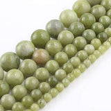 Yochus 8mm Green China Jades Round Loose Beads Natural Stone Beads for Jewelry Making