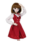 EVA BJD 1/3 SD Doll 24" Ball Jointed Gift BJD Doll +Makeup +Full Set School Uniform Girls (Short Brown Hair)