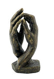 Bellaa 24803 Hand Statues by Rodin's The Cathedral Soulmates Lovers Sculpture Perfect Wedding 11 inch Bronze Color