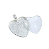 30 PCS 25mm Silver Heart Pendant Trays with Glass Setting,Pendant Blank Base,Silver Pendant