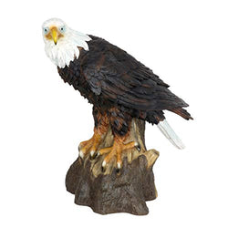 Exhart Bald Eagle Garden Statue -Hand-Painted Bald Eagle Resin Statue, Majestic America Décor Indoor/Outdoor USA Decor for Office, Patio, Yard and Garden, 18” Eagle Statue