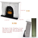 iLAND Dollhouse Furniture and Accessories of Dollhouse Fireplace on 1/12 Scale w/ Fire Light & Fireplace Tong & Firewood Rack (Neoclassical 3pcs)
