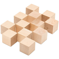 2” Wooden Cubes, Bag of 12 Unfinished Hardwood Square Birch Blocks, Baby Shower Decorating Cubes,