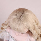 Lllunimon Gorgeous Beige Soft Long Wavy Doll Wig with Bangs, SD MSD DOD BJD Doll Wig,for 1/8 BJD Doll