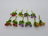 10 Pieces Miniature Rose Flower clay Dollhouse Fairy Garden Mini Plant Trees Artificial Flower Tiny Orchid #09