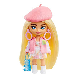 Barbie Doll, Barbie Extra Mini Minis, Blonde Doll With Beret And Varsity Jacket, Gummy Bear Purse, Kids Toys, Clothes And Accessories
