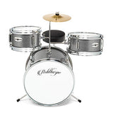 Ashthorpe 3-Piece Complete Junior Drum Set - Beginner Kit with 14" Bass, Adjustable Throne, Cymbal, Pedal & Drumsticks - Silver
