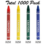 Madisi Crayons Bulk Pack, Regular Size, 4 Colors, cellophane 250 Packs, 1000 Count