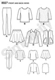 Simplicity 8027 Child's and Girl's Jacket, Tops, Skirts, and Leggings Sewing Patterns, Sizes 7-14