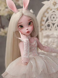 Meeler BJD Dolls 1/4 SD Dolls 16 Inch Resin Ball Jointed Doll Full Set Bunny Girl Cute Rabbit Teeth Two Pairs of Ears,with Clothes Shoes Wig Facial Makeup Eyes Adorable Doll for BJD Doll Lover Gift