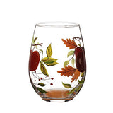 V-More Stemless Wine Glass Hand-Painted Apples for Gift Entertaining 18 oz (Set of 1)