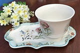 Lightahead New Bone China Unique Tea/Coffee Cup 10 oz and Snack Saucer Set in a Reusable Handmade