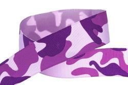 HipGirl Printed Grosgrain Camouflage Ribbon, 5-Yard 7/8-Inch, Purple