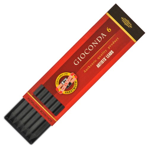 Koh-I-Noor 6 Gioconda Negro 5.6 mm Black Drawing Leads. 4345/3 Hard