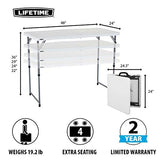 Lifetime Height Adjustable Craft Camping and Utility Folding Table, 4 Foot, 4'/48 x 24, White Granite