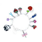 Housweety 10 PCs Mixed Clip On Enamel Charms. Fits Link Chain Bracelet