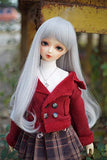 1/3 BJD SD Doll Wig Heat Resistant Synthetic Light Blonde Gray Long Buckle Wavy Hair for 1/3 1/4 BJD SD Doll Wig