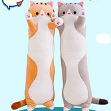 Aslion Cute Plush Cat Doll Soft Stuffed Small Cat Pillow Doll Toy Gift for Kids Girlfriend (Gray, 90cm)