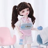 1/6 BJD Dolls 28.2cm Resins Ball Jointed SD Doll with Casual Clothes Set Shoes Wig Makeup Face, Best Birthday Gifts for Girls