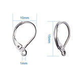 PandaHall Elite 120 Pcs Brass Lever Back Earring French Hook Ear Wire with Open Loop 15X10mm for