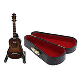 F Fityle 1/12 Dollhouse Miniature Wood Guitar with Storage Case Music Room Decoration - Dark Brown