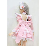 HMANE BJD Dolls Clothes 1/3, Bubble Dress Maid Outfit Clothes Set for 1/3 BJD Dolls - (Pink + White) No Doll