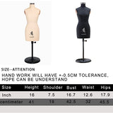 lavandeform Half Scale Dress Form（Not Adult Full Size）1:2 Miniature Sewing Half Size Mannequin. straightly into Body Inside, Fully Pinnable Dressmaker Dummy. (Black)