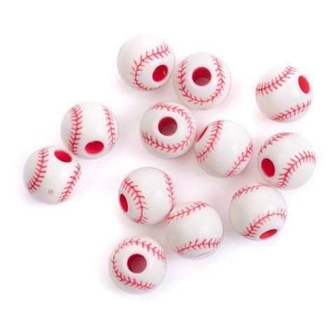 Bulk Buy: Darice DIY Crafts Team Sport Beads Acrylic Baseball Red and White 12mm (6-Pack) 1940-61