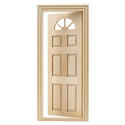 AUEAR, 1:12 Dollhouse Miniature Furniture Unpaint Wooden Doors for DIY Scene Doll Home Furniture Craft (6 Panel Style B)