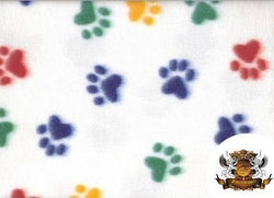 Fleece Fabric Printed Animal Print Pawprint MULTICOLOR Fabric By the Yard