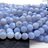 African Blue Lace Agate Beads (Grade AAA- Rare Sky Blue Color) Natural Crystal Chakra Energy Healing Stone Ideal for Necklace Bracelet DIY Jewelry Making Smooth Round 8mm