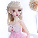 ZDD 42cm Moka 1/4 Resin Doll Anime Figure BJD Fullset Pink Short Evening Dress, Resin Toys for Kids Surprise Gifts for Girls Birthday Present