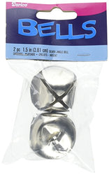 Darice Holiday Jingle Bells-Silver-1.5 inches-2 Pieces, 1 Pack