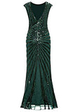 Women 1920s Gatsby Flapper Dresses Sequin Mermaid Formal Long Plus Size Evening Gown Dress… (Green, M)