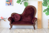 Miniature dollhouse sofa Victorian style brown wood furniture velvet divan stylish